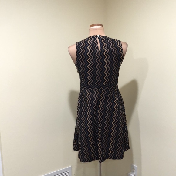 Atelier New York Dress Size 4 Black Brown Zigzag Chevron - Picture 7 of 11
